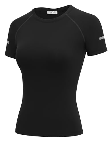 Pinspark Sportshirt Damen Kurzarm Funktionsshirt Leicht Atmungsaktiv Sport
