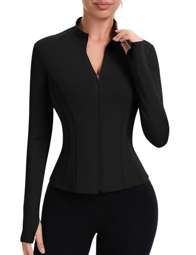 Ieccp Sportjacke Damen Laufjacke Funktionsshirt Sportshirt Atmungsaktive Langarm