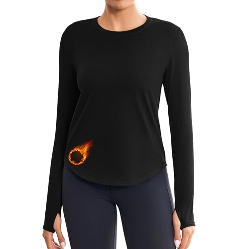 Pinspark Sport Shirt Damen Langarm Funktionsshirt Microfleece Sportshirt