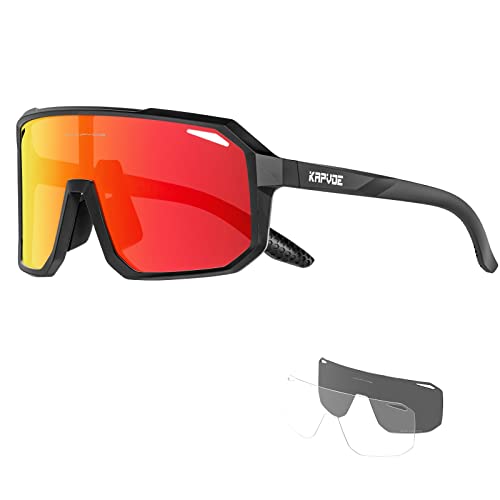 Kapvoe Polarisiert Fahrradbrille Herren Damen Sonnenbrille 3 Wechselgl