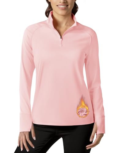 Tacvasen Damen Fleece Langarmshirt 1 4 Zip Laufshirt