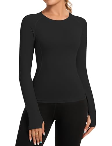 Rapbin Sport Oberteile Damen Gym Top Yoga Rundhals