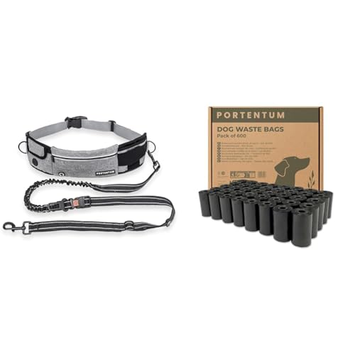 Portentum Hunde Joggingleine Freihand Mit Bauchgurt Grau 600