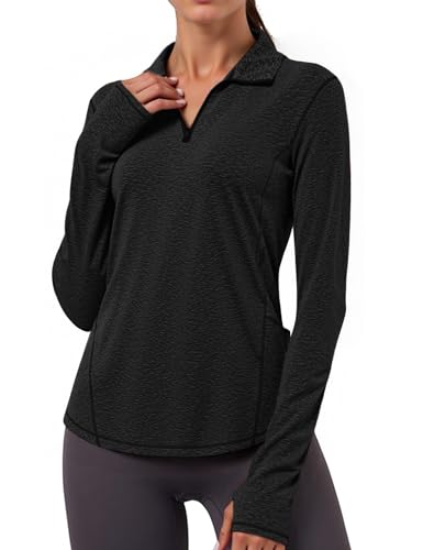 Gyabnw Sportshirt Damen Langarm Sport Tshirt Laufshirt Locker