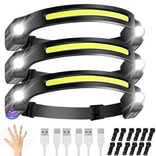 Jiasescs Stirnlampe Led Wiederaufladbar 3 Packs Kopflampe Stirnlampe