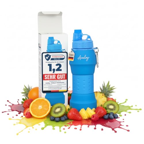 Avaloy Faltbare Trinkflasche Silikon 600ml Wiederverwendbare Leichte Trinkflasche