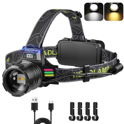 Vophicho Stirnlampe Led Wiederaufladbar Superhelle 90000 Lumen Zoombar
