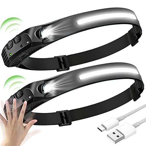 2pcs Stirnlampe Led Wiederaufladbar Usb Superheller Kopflampe Superheller