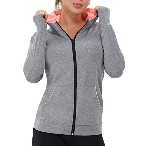 Amzsport Damen Laufjacke Sportjacke Langarm Trainingsjacke Sweatjacke Mit