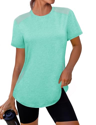 Gyabnw Sport Oberteile Damen Fitness Sportshirt Laufshirt Kurzarm