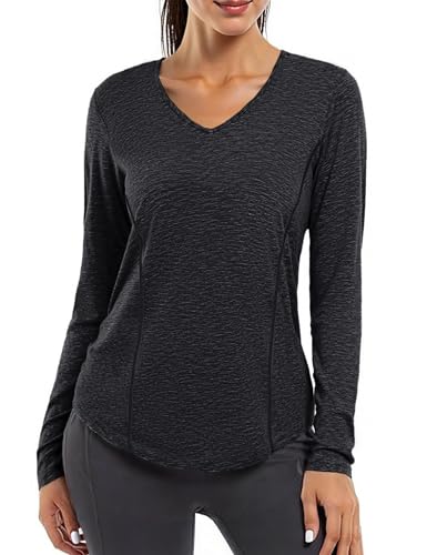 Gyabnw Sportshirt Damen Langarm Sport Tshirt Laufshirt Locker