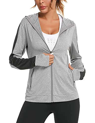Wayleb Damen Laufjacke Sportjacke Langarm Trainingsjacke Kapuzenjacke Sweatjacke