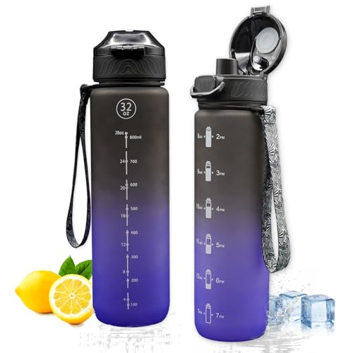 Navtue Trinkflasche 1l Wasserflasche Mit Bpa Frei Zeitmarkierungen