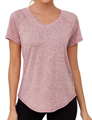 Gyabnw Sportshirt Damen Kurzarm Leichtes Atmungsaktiv Funktionsport Shirt