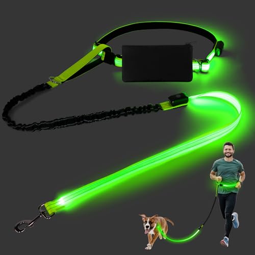 Led Joggingleine Hunde Freih Ndige Hundeleine Mit Bauchgurt