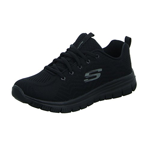 Skechers Damen Graceful Get Connected Sneaker Black Mesh