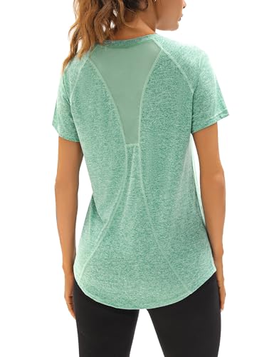 Wayleb Sportshirt Damen Kurzarm V Ausschnitt Fitness T