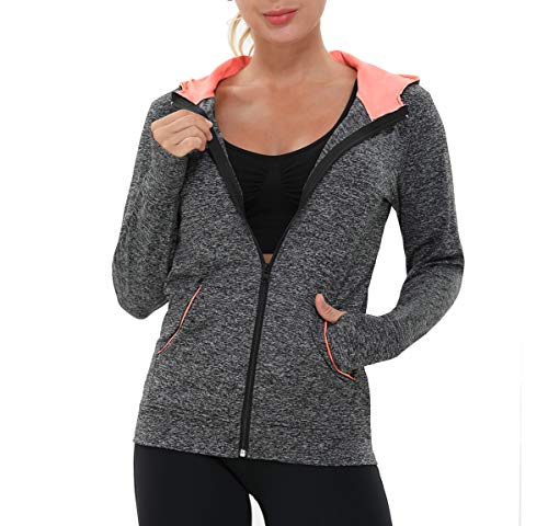 Amzsport Damen Laufjacke Sportjacke Langarm Trainingsjacke Sweatjacke Mit