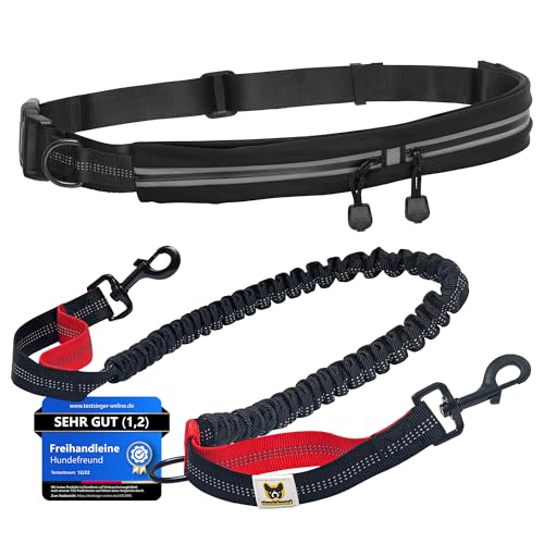 Hundefreund Joggingleine Mit Bauchgurt Schwarz Laufleine Elastisch Ruckd