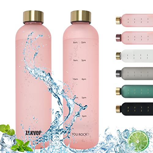 Zakvop Trinkflasche 1l Wasserflasche Sport Mit Zeitmarkierung Trinkerinnerung
