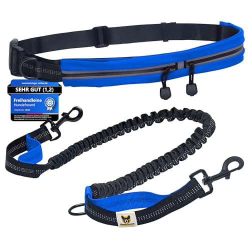 Hundefreund Joggingleine Mit Bauchgurt Blau Laufleine Elastisch Ruckd