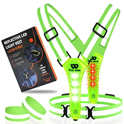 Icocopro Led Warnweste Fahrrad Reflektorweste Laufweste Leuchtweste F