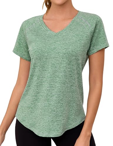 Gyabnw Sportshirt Frauen Kurzarm Leichtes Atmungsaktiv Funktions Sport