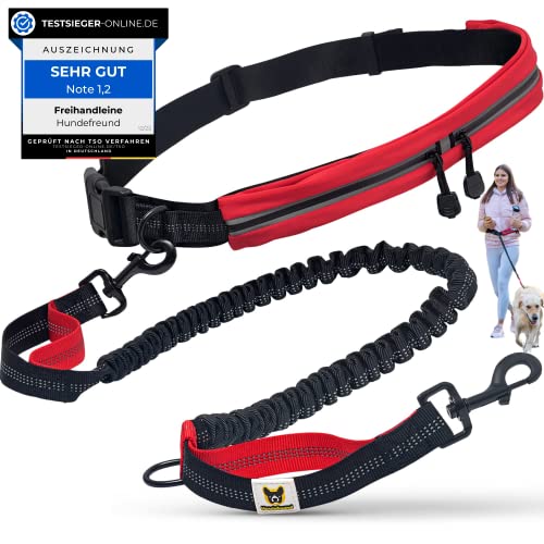 Hundefreund Joggingleine Mit Bauchgurt Rot Laufleine Elastisch Ruckd