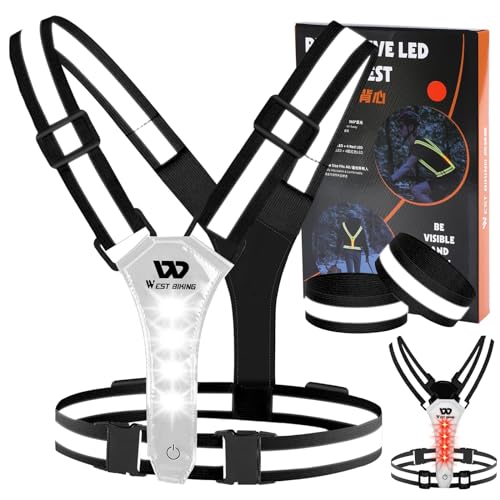 West Biking Warnweste Fahrrad Led Reflektorband Laufweste Usb