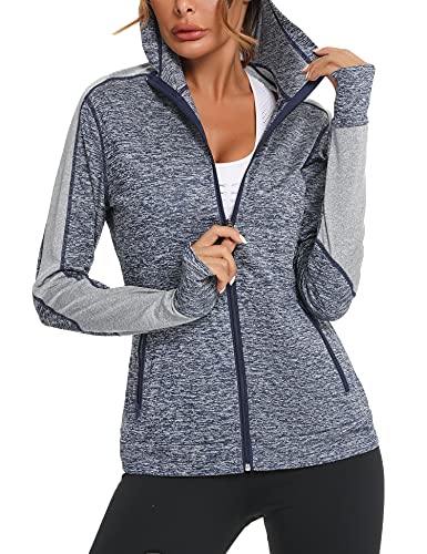 Wayleb Damen Laufjacke Sportjacke Langarm Trainingsjacke Kapuzenjacke Sweatjacke