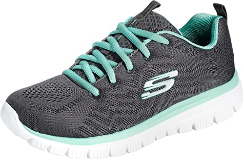 Skechers Damen Graceful Get Connected Sneaker Charcoal Mesh
