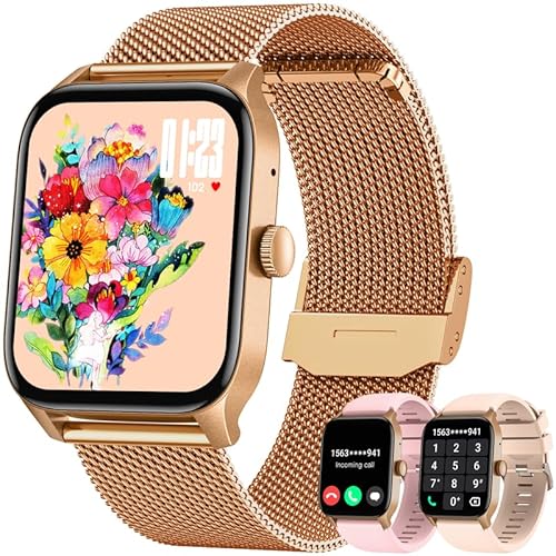 Smartwatch Damen Uhr Armbanduhr Fitnessuhr Golden Smart Watch